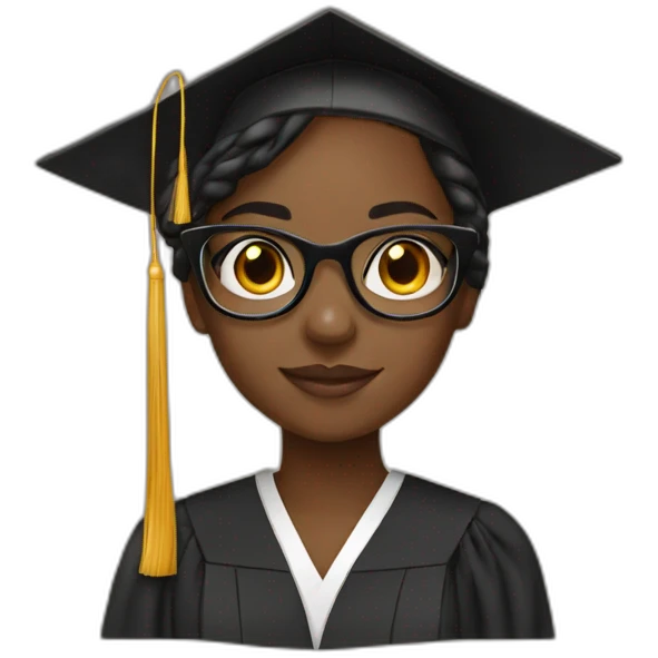 Black girl graduating with glasses  emoji