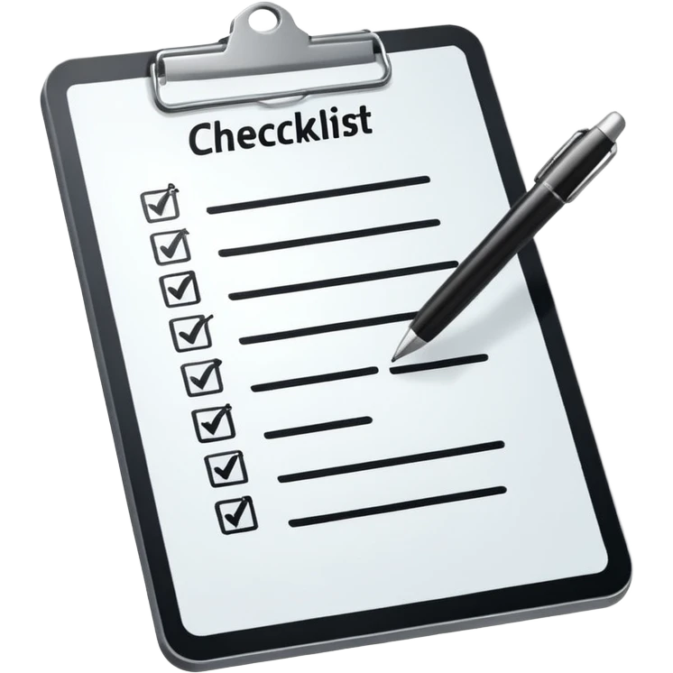 checklist on a clipboard, clean and simple emoji