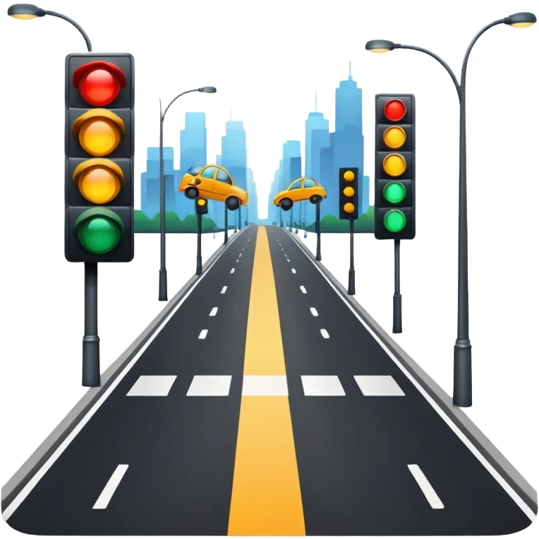 a city street with cars and traffic lights emoji