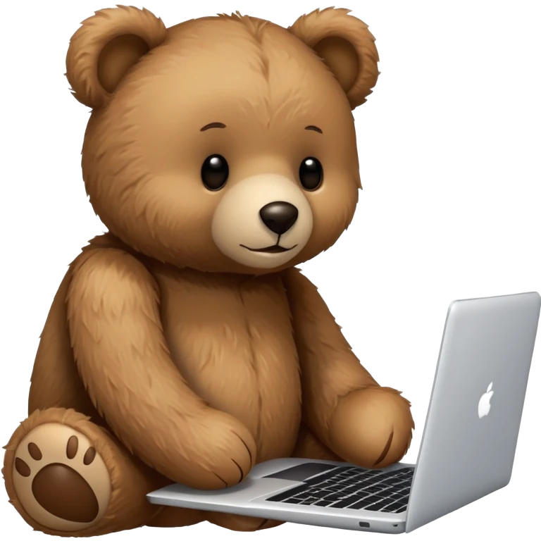 A teddy bear using a laptop. emoji