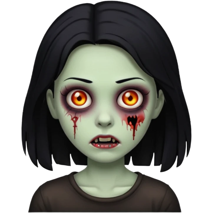 girl zombie with black hair and black background emoji