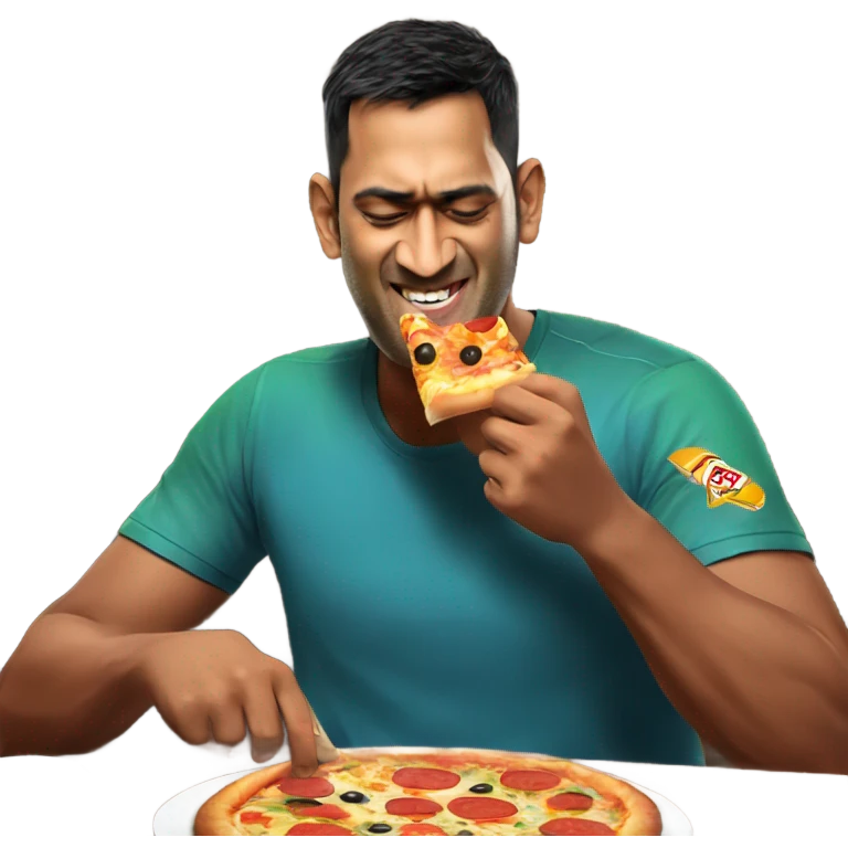 Ms dhoni eating pizza emoji