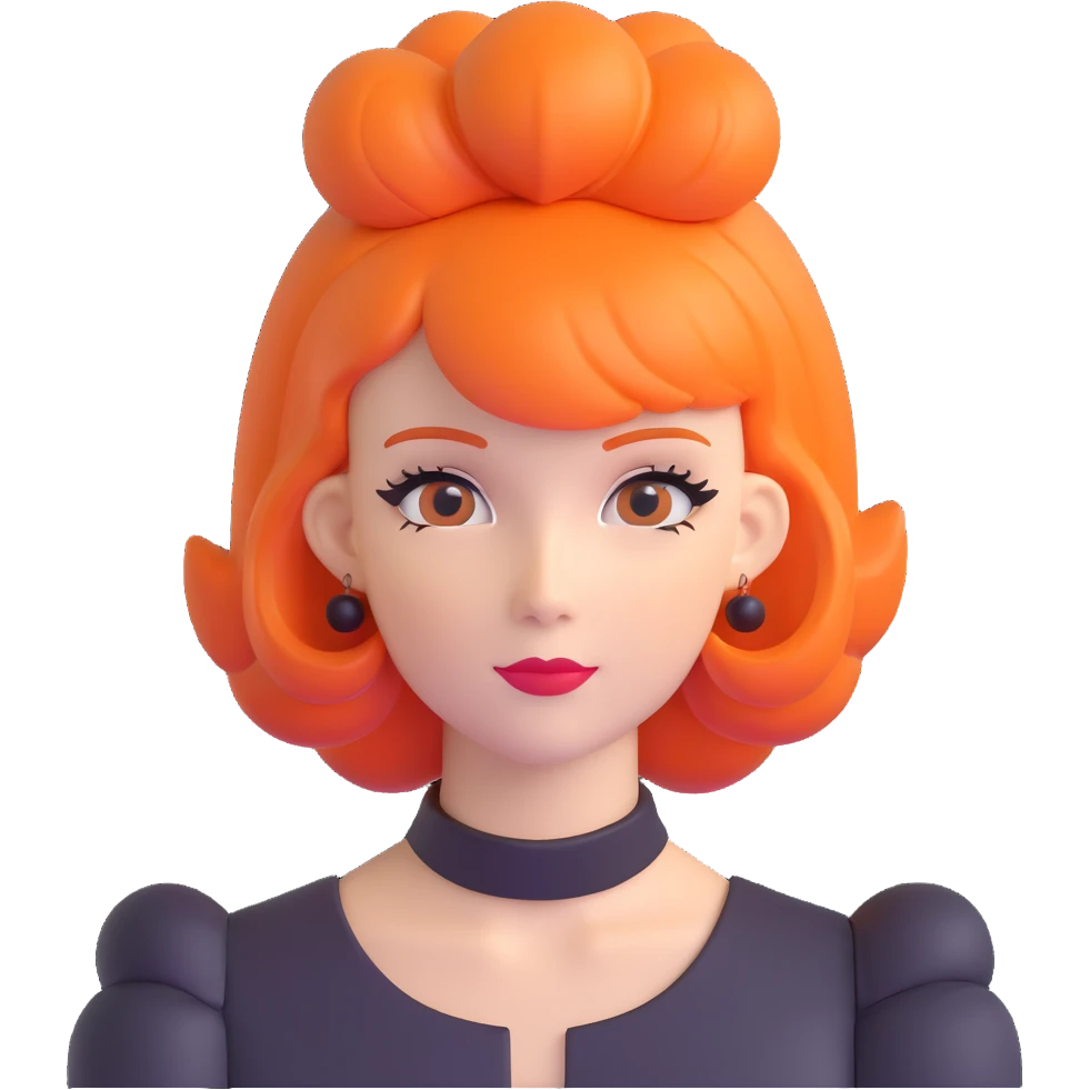 orange hair styled in a retro bouffant emoji