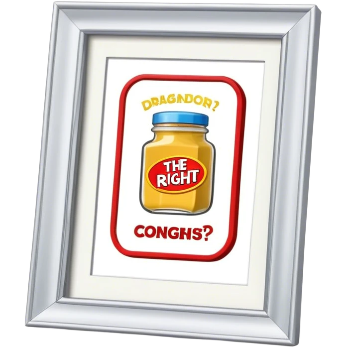 A ‘the price is right’ display that says ‘Drug or condiment?’ Instead of prices or numbers  emoji