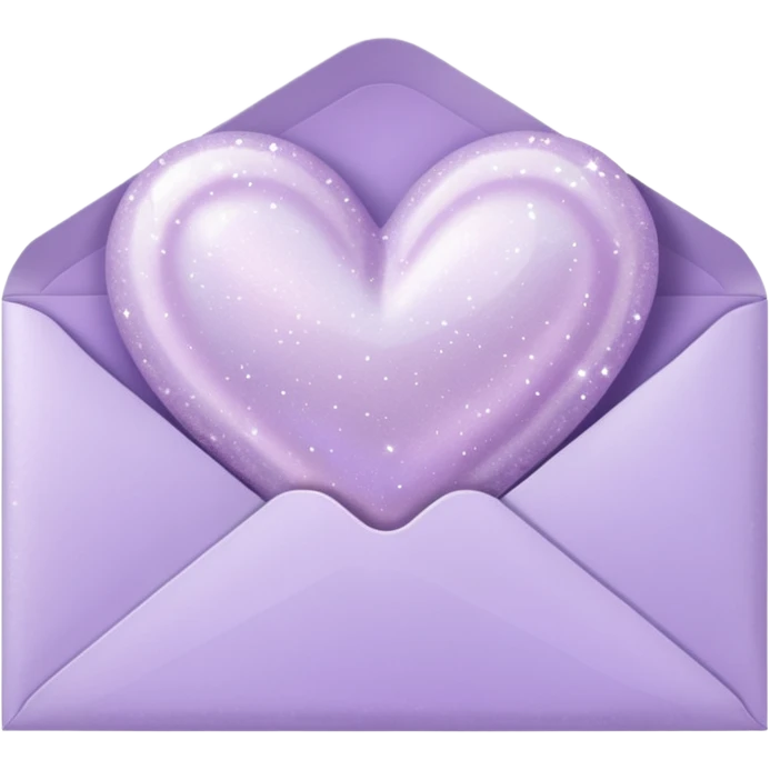 a closed pastel lilac heart shiny sparkly glittery aesthetic romantic vintage envelope  emoji