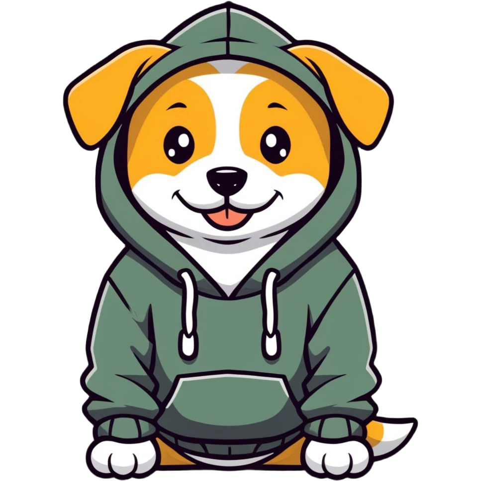  Dog wearing a hoodie and smiling creepily  emoji