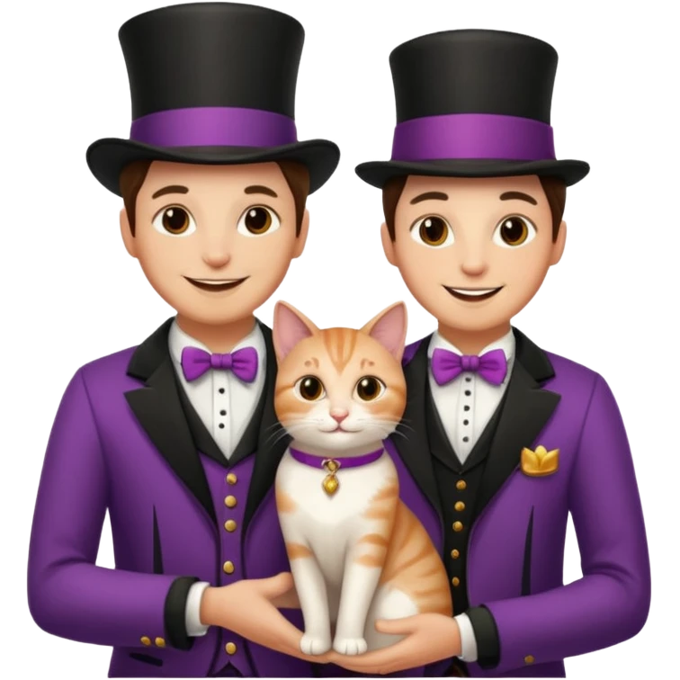 magician couple and their pet cat emoji