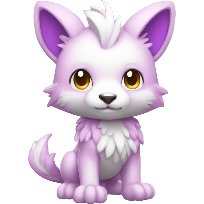 Cute cool white purple pink animal hybrid Fakemon full body emoji