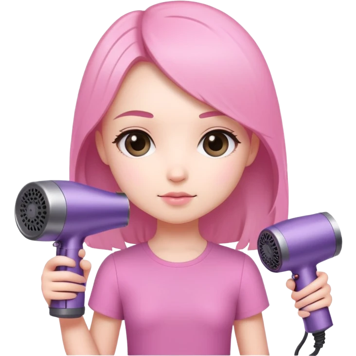 chibi style girl holding a Dyson hair dryer emoji