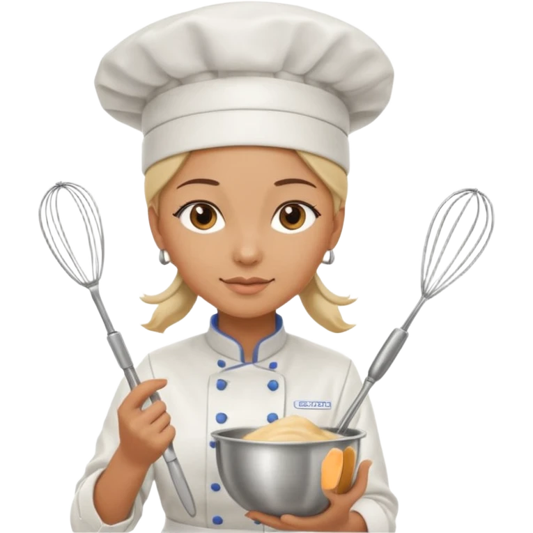 female chef holding whisk and bowl emoji