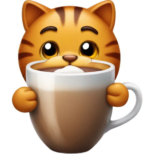 Garfield with a hot coco emoji