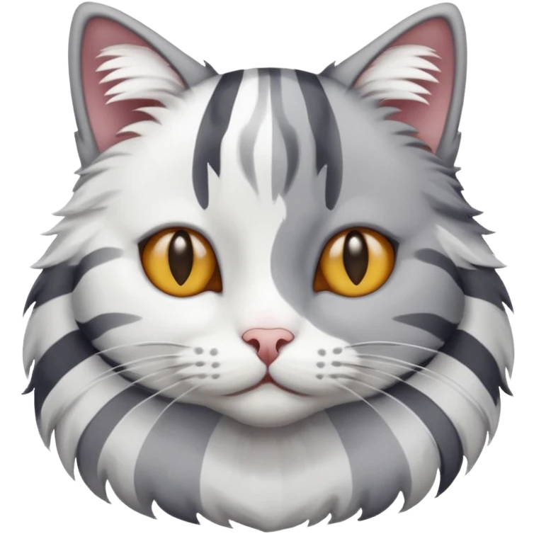 gato con rayas blancas y grises, distintos tonos  emoji
