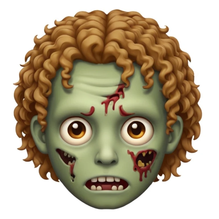 emoji de zumbi cabelo cacheado castanho claro e olho castanho emoji
