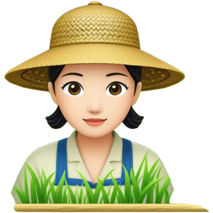 Cinematic Realistic image of a traditional rice farmer's hat, crafted from woven natural fibers with delicate texture details, set against a lush backdrop of vibrant green rice paddies under gentle, early morning light that evokes rural tradition. emoji