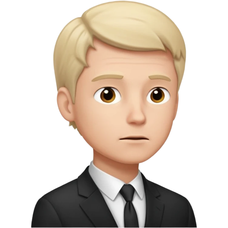white man in formal suit thinking hard, looking up to left emoji