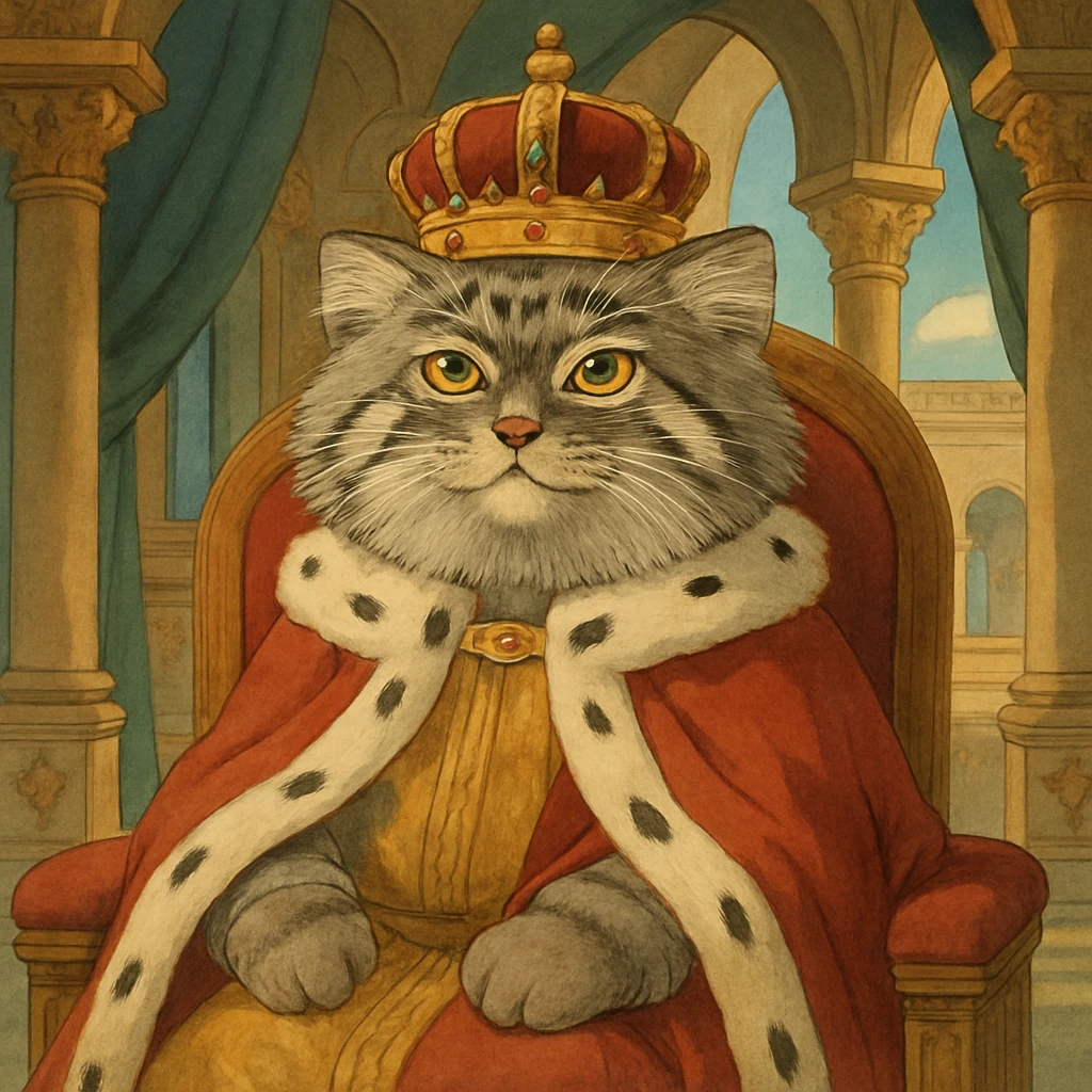 pallas cat in a palace dressed as a king emoji