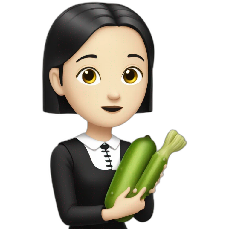 wednesday addams holding a pickle emoji