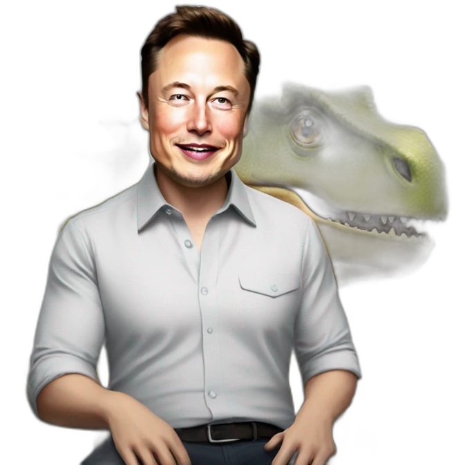 Elon musk sur un dinosaure  emoji