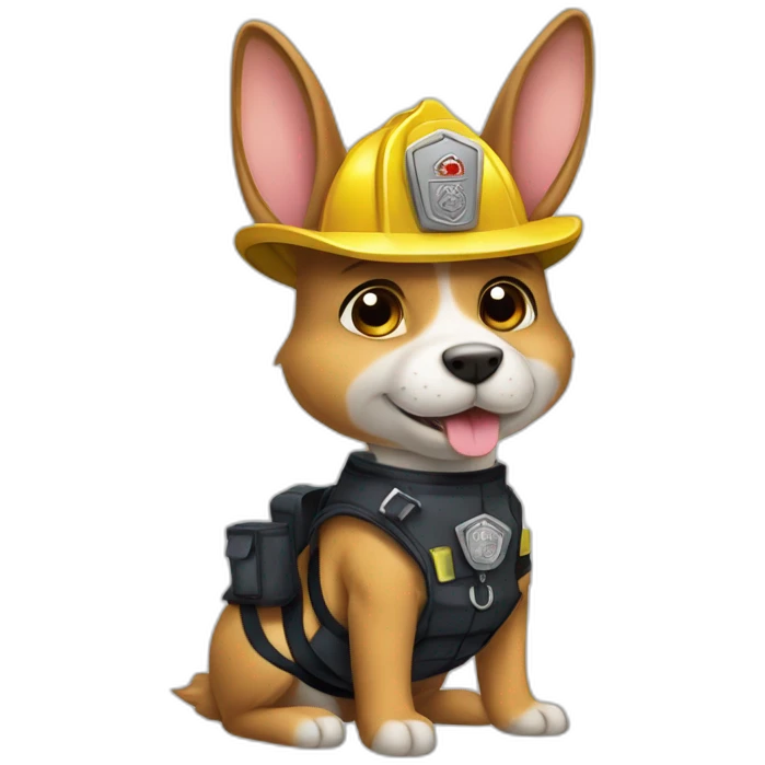 a jackrabbit terrier dog who works as a firefighter and wears a bulletproof vest emoji