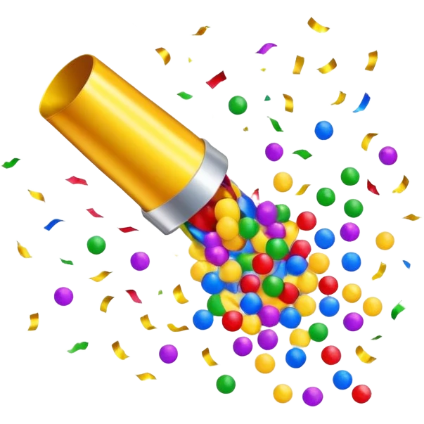 A celebratory final slide with confetti and party poppers emoji