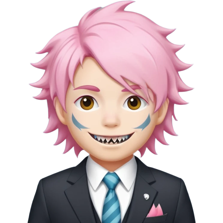 Fluffy colour pink ca director in sut shark teeth emoji