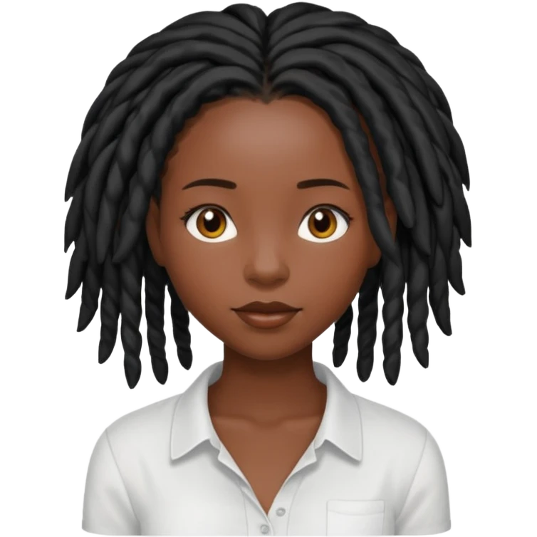 a pretty black girl with black pretty shoulder-length locs emoji
