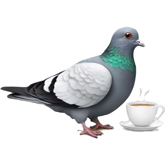 sick pigeon drinking tea emoji