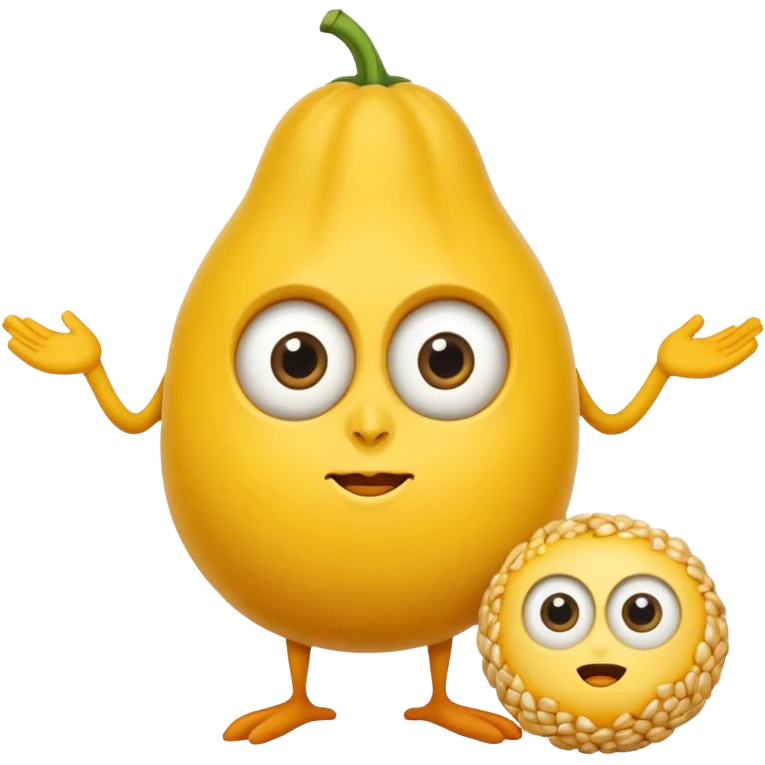 Un emoji de una bola de maíz con una boca con baba y ojos tiernos pero que los ojos son bizcos y que tenga un cartel que dice "I am corny" emoji