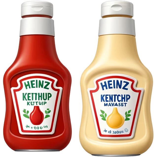 One Heinz Ketchup Sachets 10ml and One Heinz Mayonnaise Sachets 10ml nella stessa emoji (senza faccina) emoji