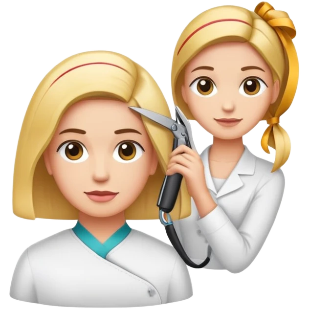 Coiffeur avec une tondeuse à cheveux et ruban à mètre au cou  emoji