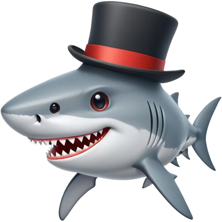 Shark with a top hat emoji