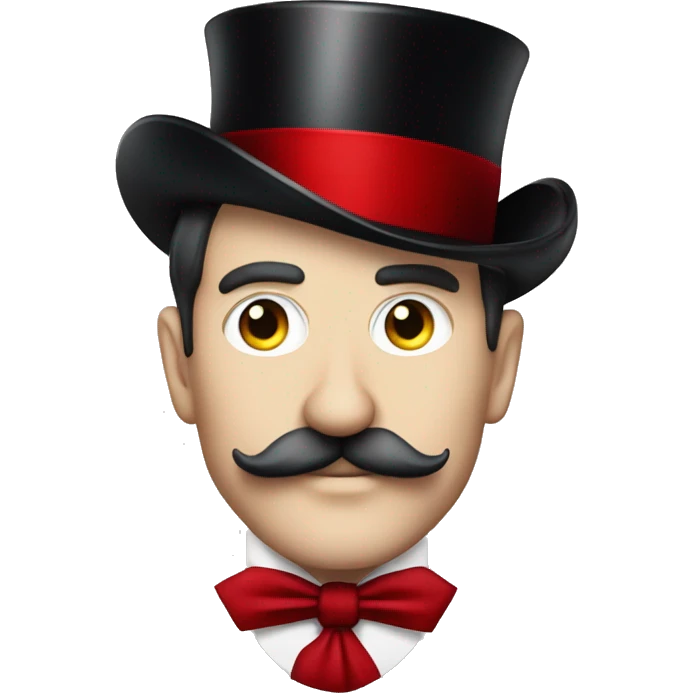 moulin rouge, white man with moustache and red tophat emoji