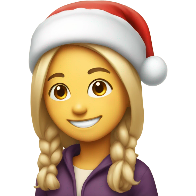 smiling girl with Santa hat emoji