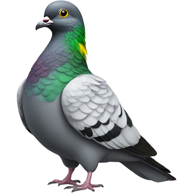 Realistic pigeon: yellow - green emoji