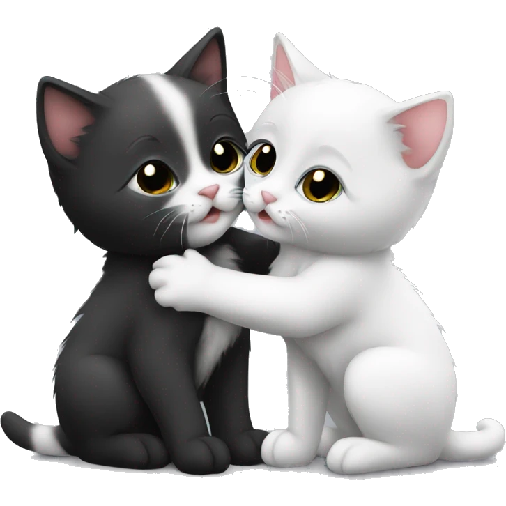 Black and white kitten kissing emoji
