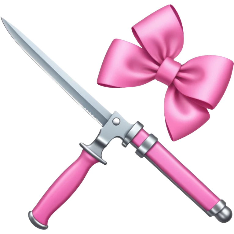 a knife with a pink ribbon bow emoji