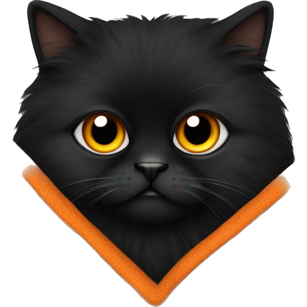 Black Persian with orange eyes in a brown cozy blanket  emoji
