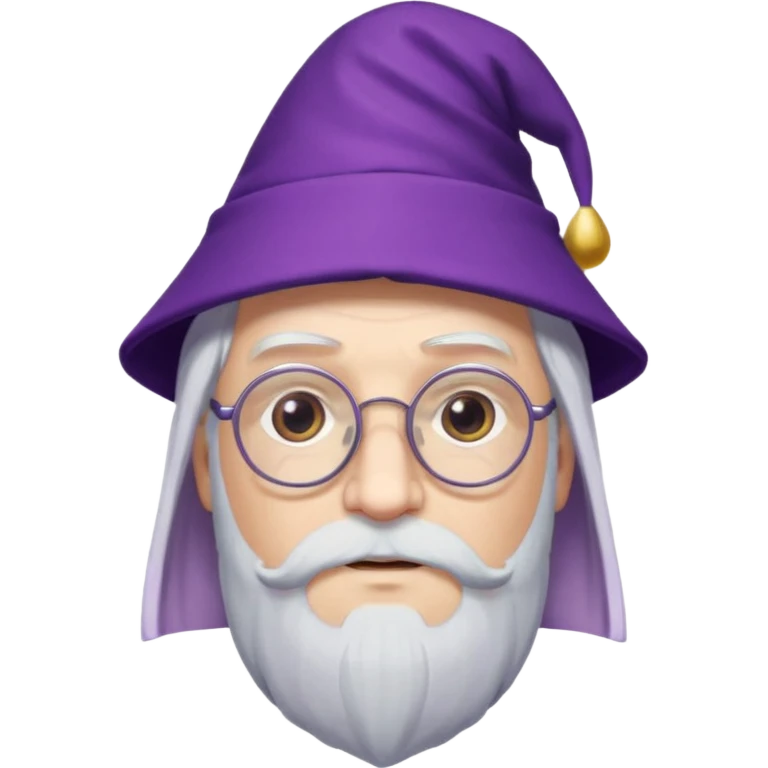 dumbledore white hair, wear glasses, purple magic hat emoji