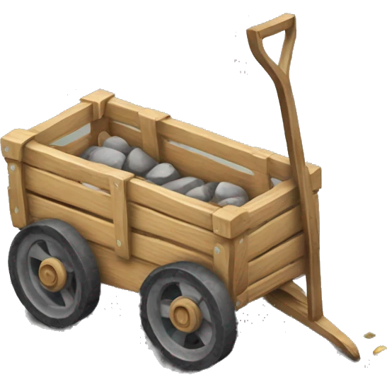 a cart without wheels with stones inside emoji