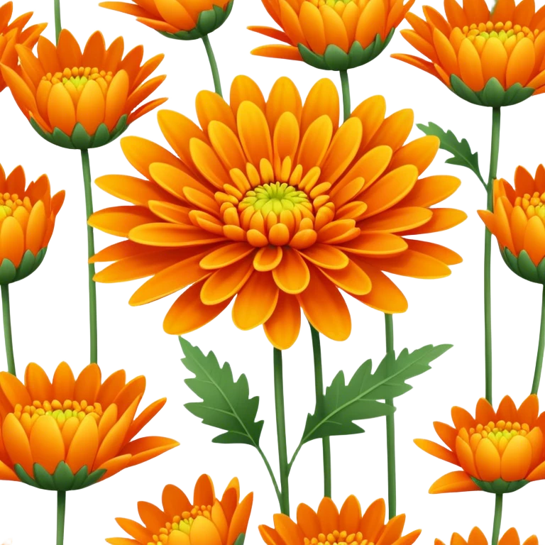 single Vibrant Orange Chrysanthemum, straight stem emoji