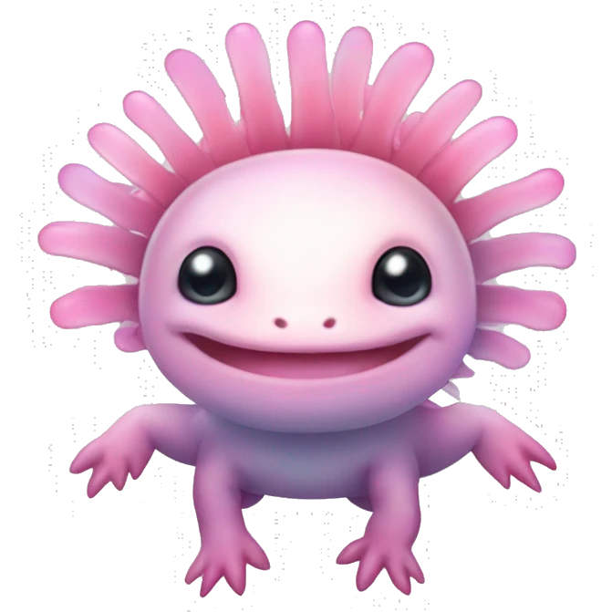 Gradient pink shimmery iridescent axolotl full body emoji