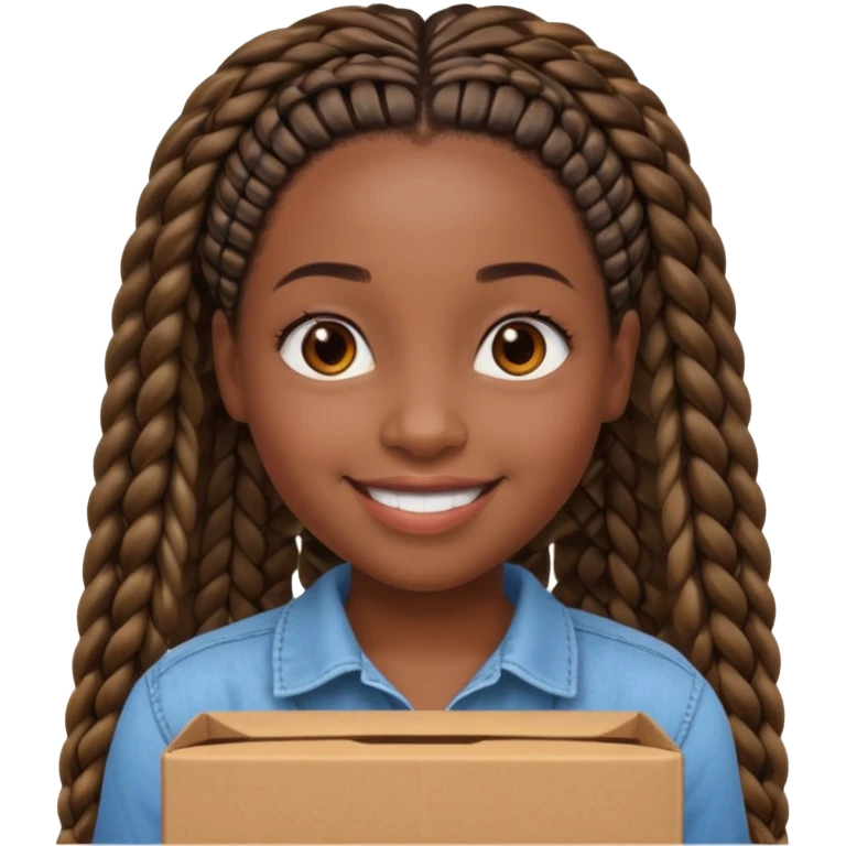 black girl with straight down box braids emoji