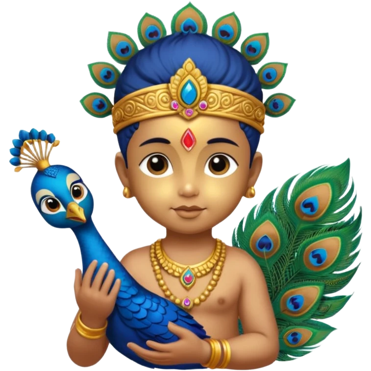 Cute baby murugan with vel and peacock  emoji