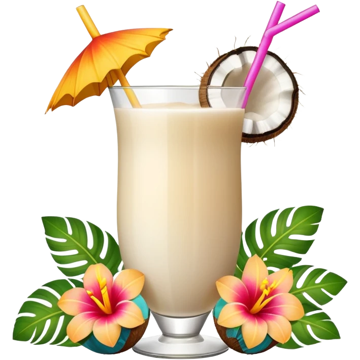 conut drink with flowers emoji