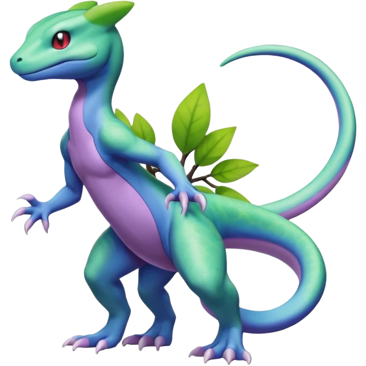 Mewtwo-lizard-Salandit-Treecko-Kecleon-Fakémon-Pokémon-hybrid-creature (full body)  emoji