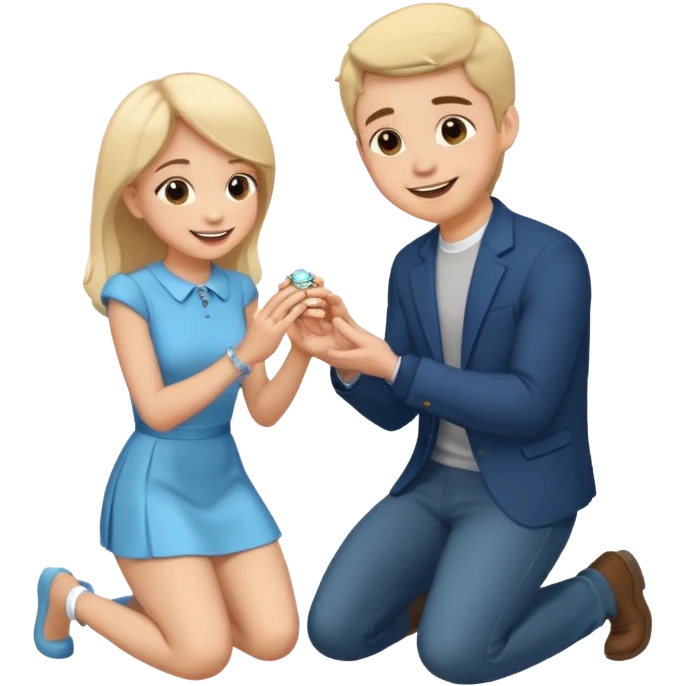 🧎‍♂️‍➡️💍💃 a boy parposing a girl boy on his knee and boy give him ring  emoji