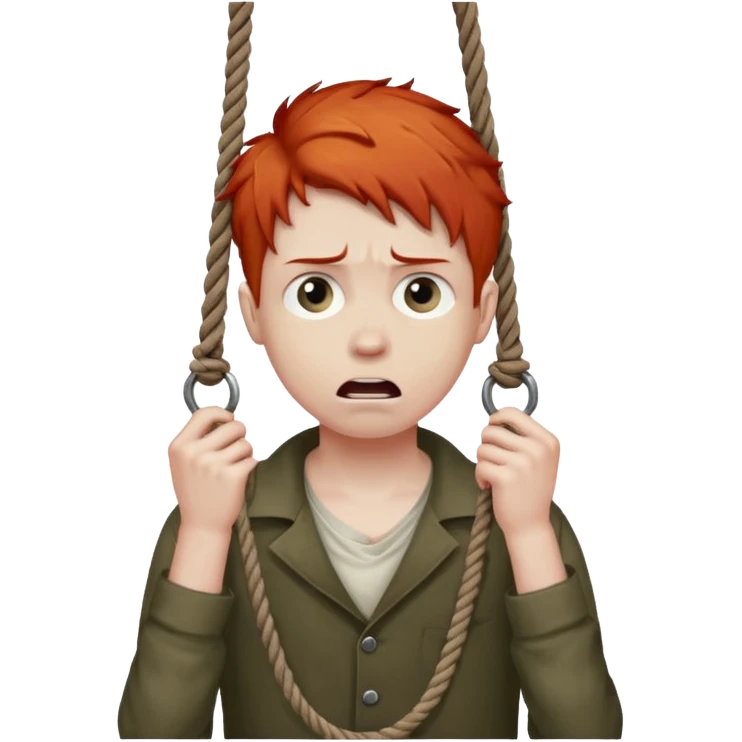 red headed boy hanging by his neck from a noose emoji