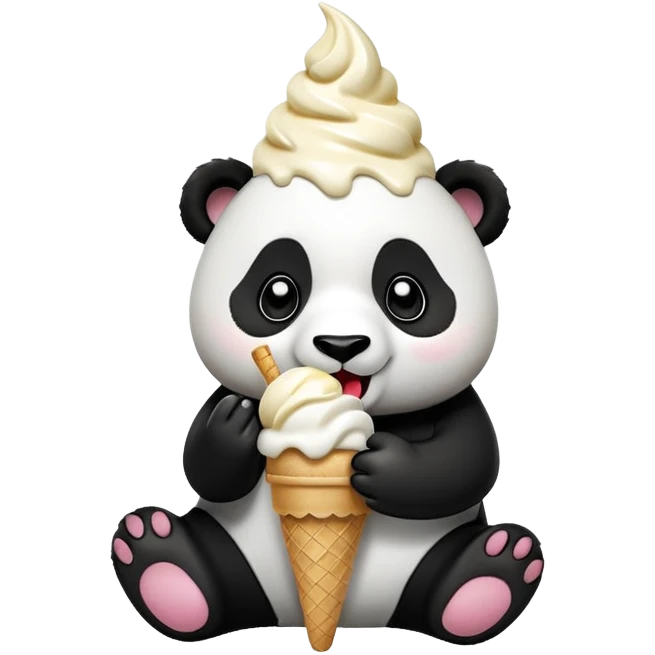 Panda eating ice cream emoji