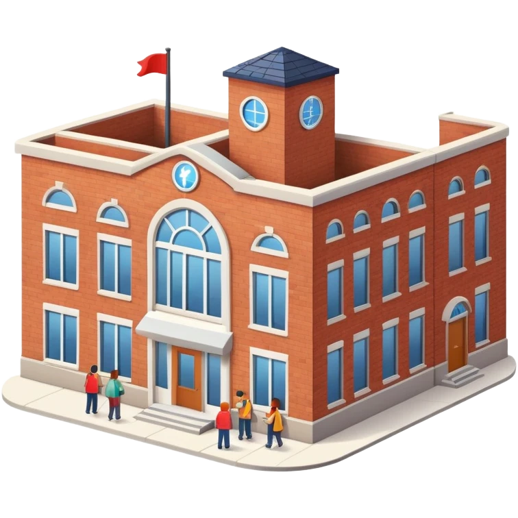 Community center building with people emoji