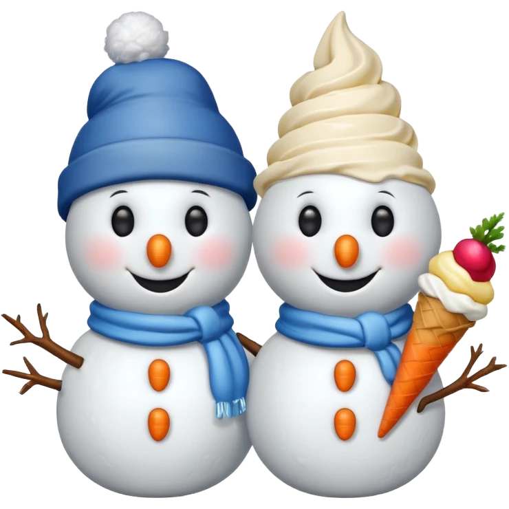 snowmen wearing cap with ice cream emoji